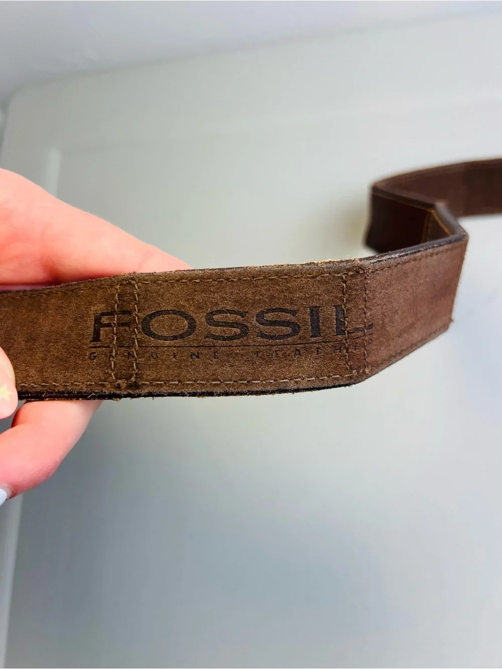 Vintage Fossil Genuine Leather Belt Brown Brass Buckle Western Y2K 40